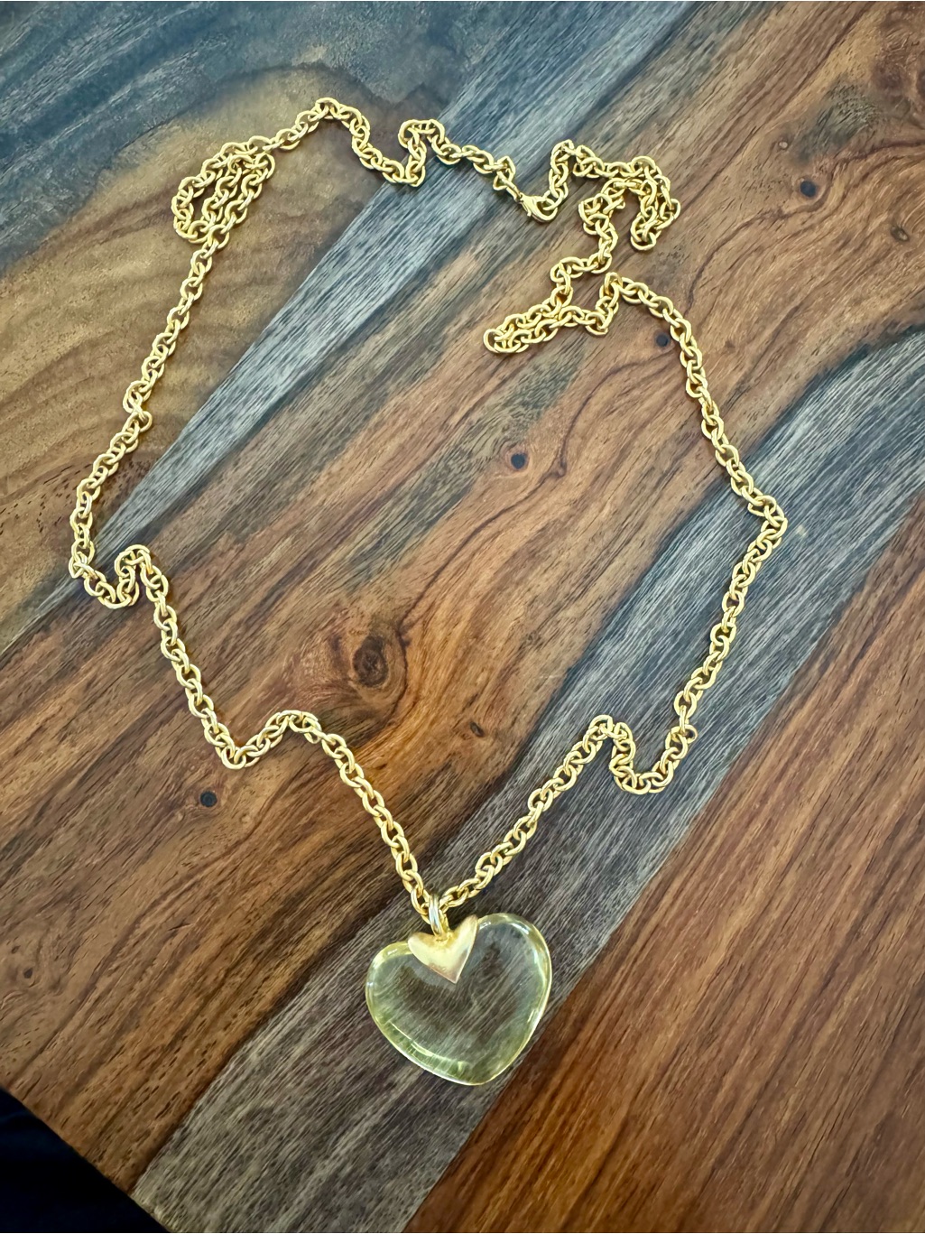 Gold Chain Necklace With Yellow Heart Pendant